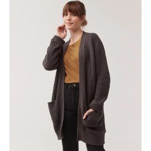 NWT Pact Organic Open Knit Long Cardigan with Pockets M/L